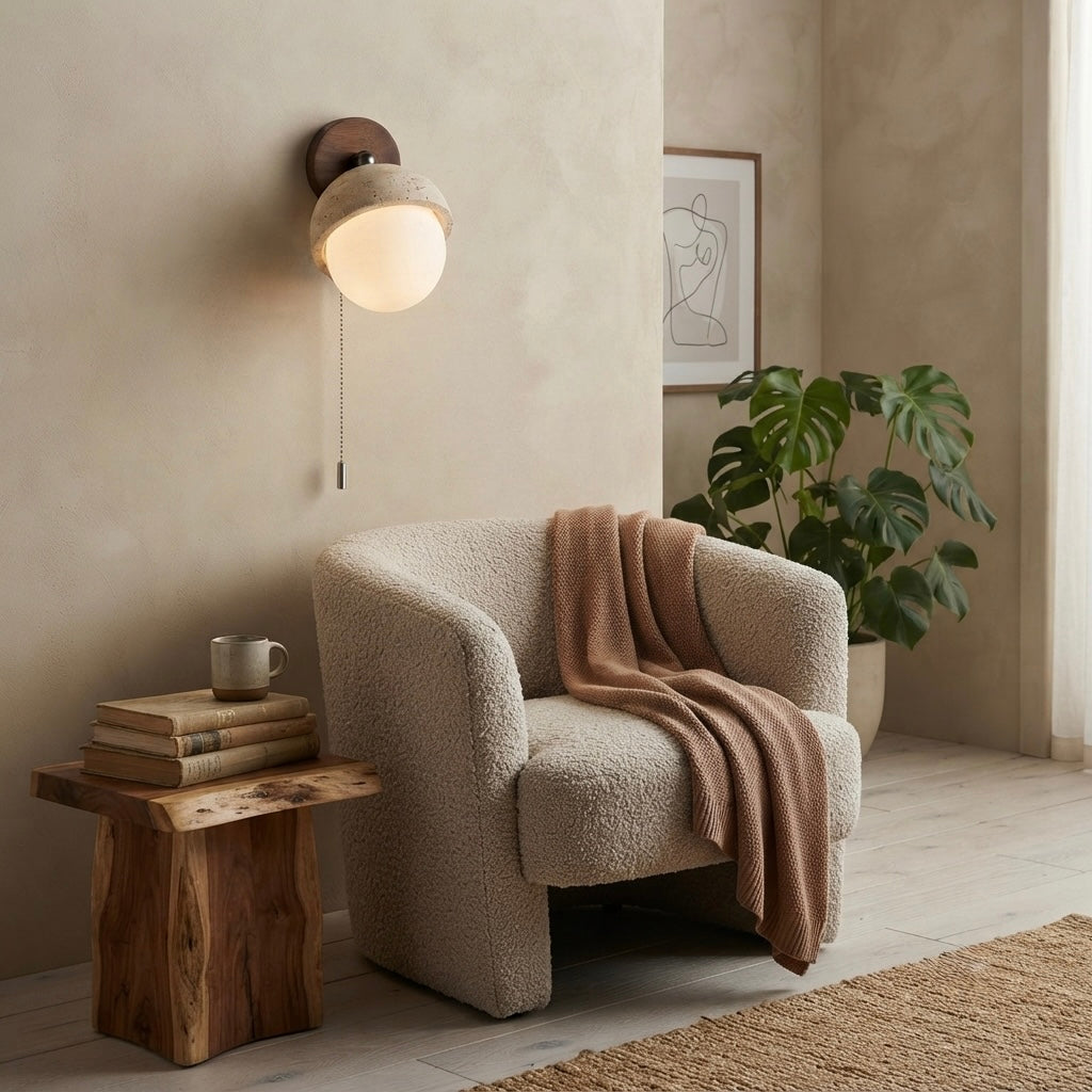 Aoi, Architectural, Travertine, Wall Lighting, Contemporary, Earthy