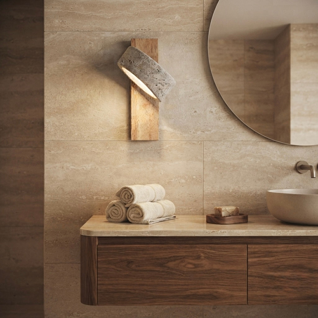 Itsuki, Architectural, Travertine, Wall Lighting, Contemporary, Earthy