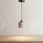 Nami Ripple, Horizontal Ridged Travertine Japandi Pendant