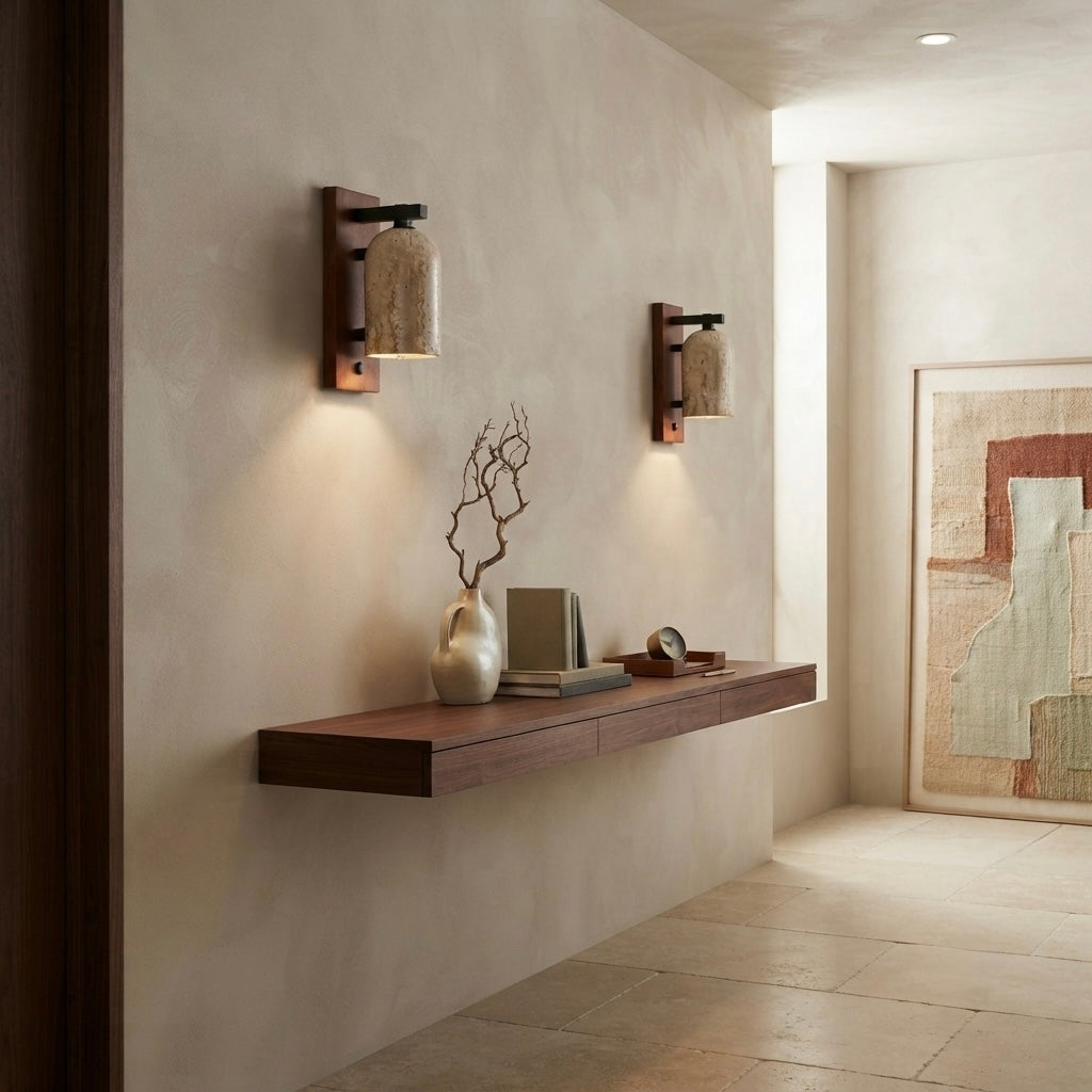 Tada, Japandi, Travertine, Wall Light, Minimalist, Organic