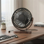Meridian Compact Wood-Accented USB Desk Air Circulator Fan