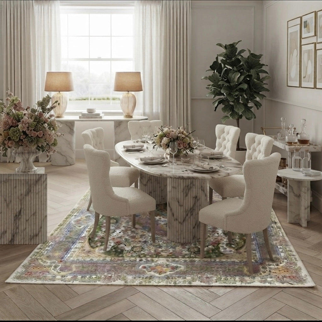 Elora Vintage Botanical Pink Floral Persian Style Rug