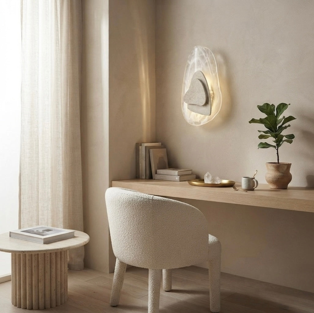Zentai, Japandi, Travertine, Wall Light, Minimalist, Organic