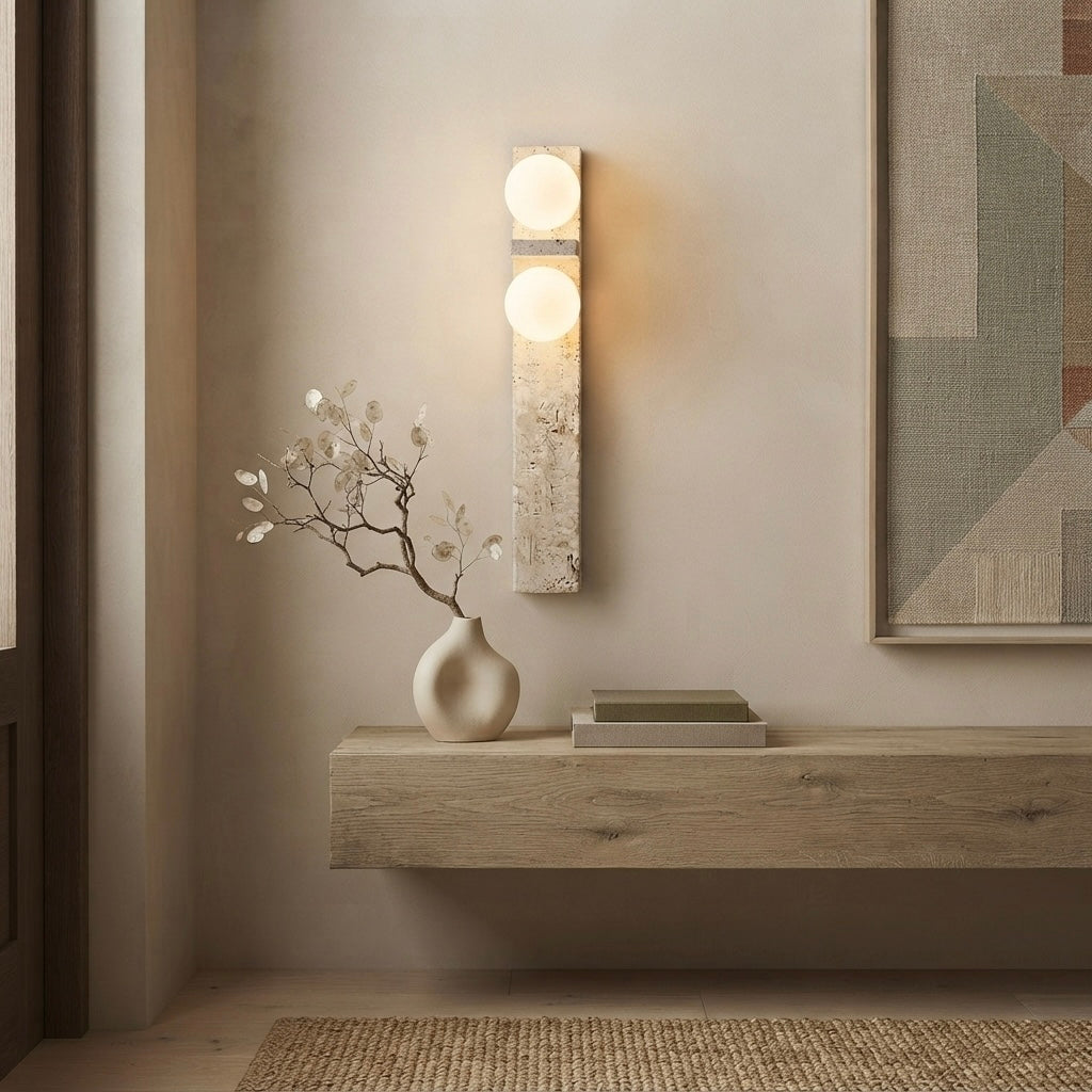 Kenji, Architectural, Travertine, Wall Lighting, Contemporary, Earthy
