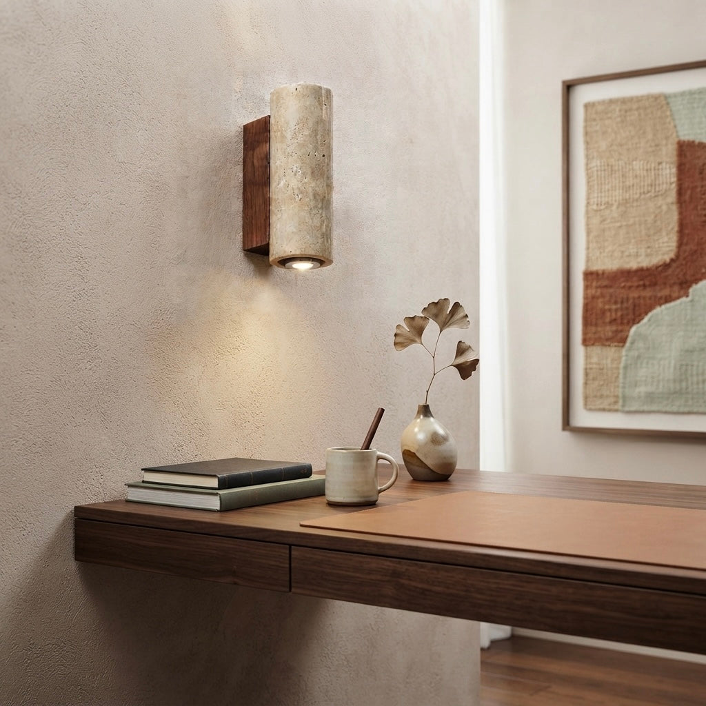 Sayuri, Ambient, Minimalist, Wall Light, Travertine, Boutique