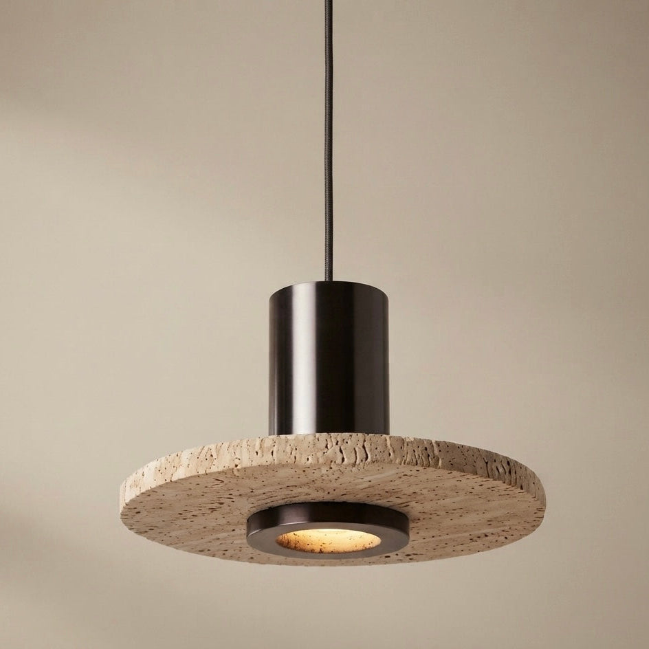 Tsuchi Dome, Sculptural, Japandi, Pendant Light, Travertine, Large