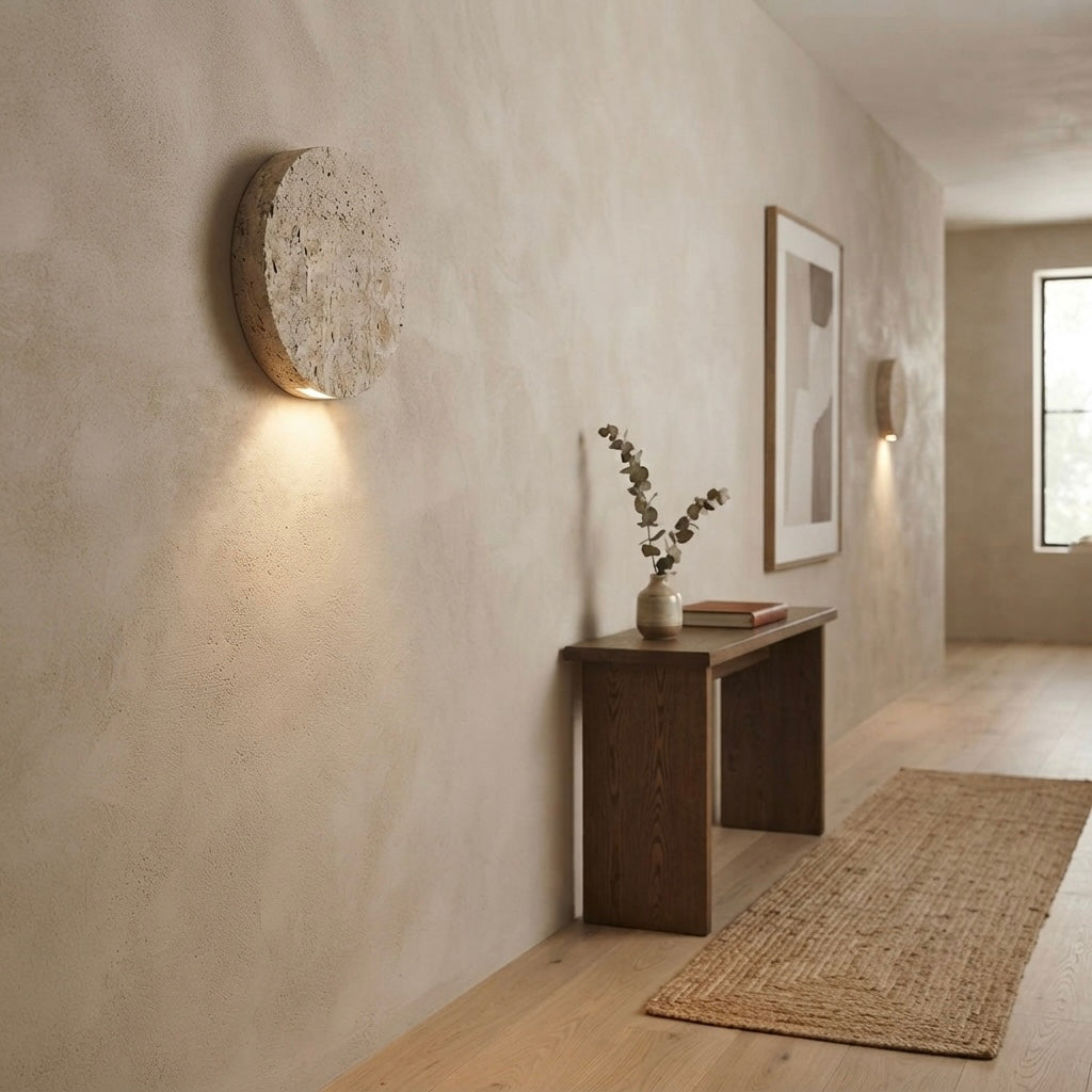 Kasumiso, Ambient, Minimalist, Wall Light, Travertine, Boutique