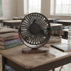 Meridian Compact Wood-Accented USB Desk Air Circulator Fan