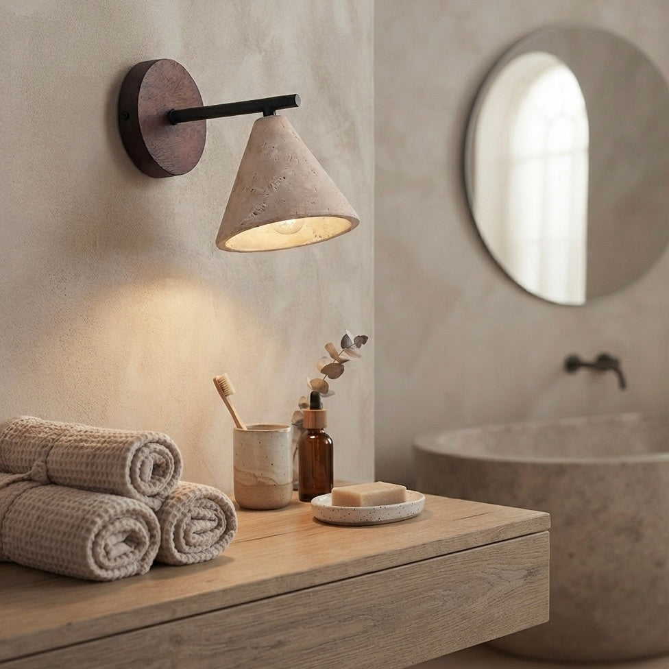 Toro Sconce, Architectural, Warm, Indirect Illumination, Travertine, Interiors