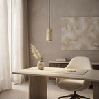 Kintsugi Cylinder, Architectural, Travertine, Pendant, Contemporary, Earthy