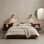 Nori Arc, Organic, Japandi, Wall Light, Travertine, Wood