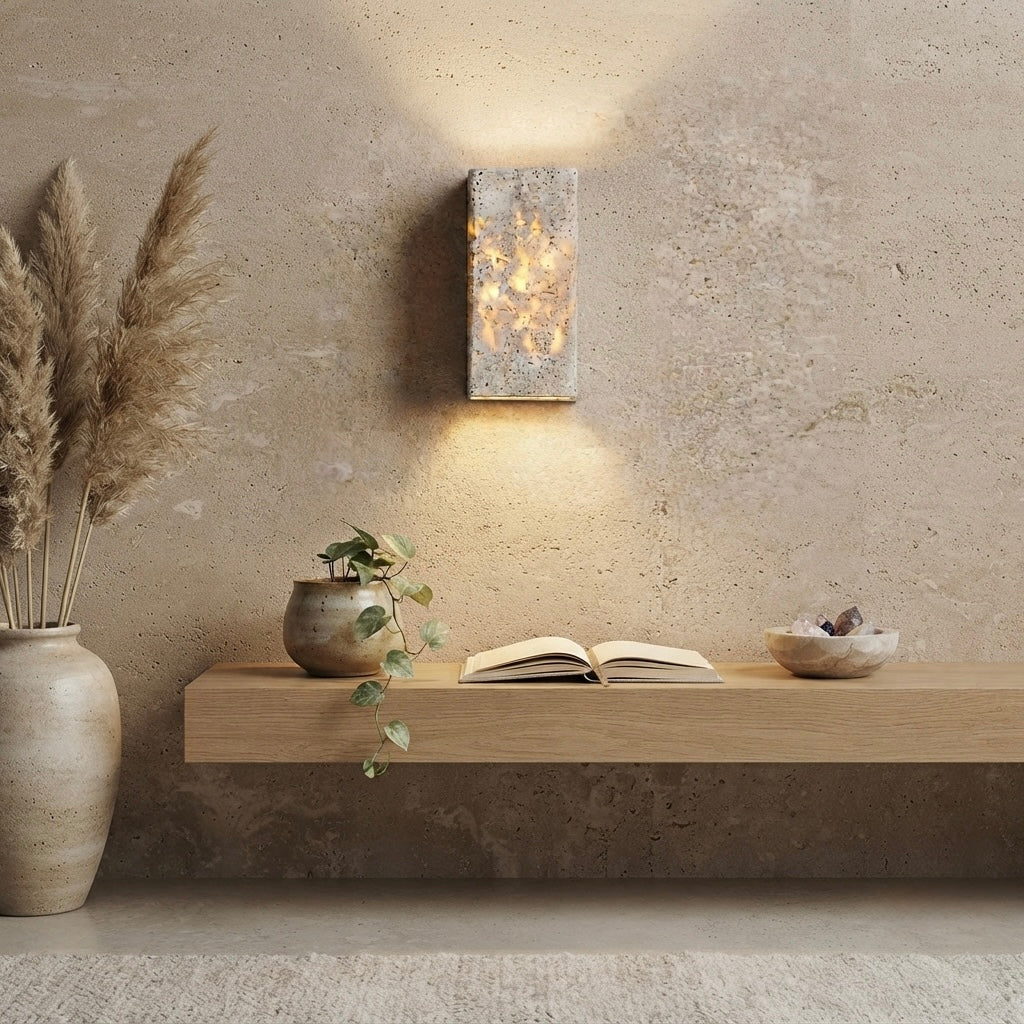Shiori, Sculptural, Japandi, Sconce, Natural, Stone