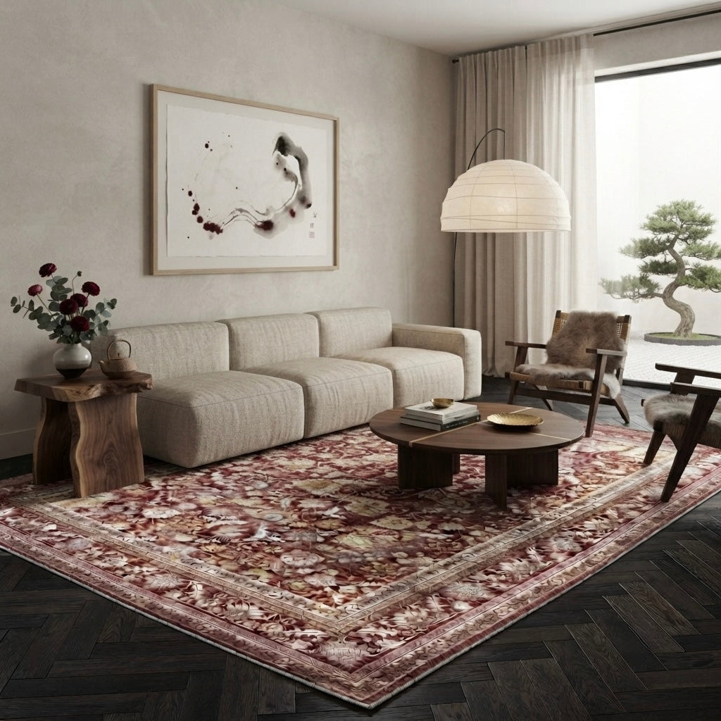 Kiran Deep Garnet Retro Persian Area Rug
