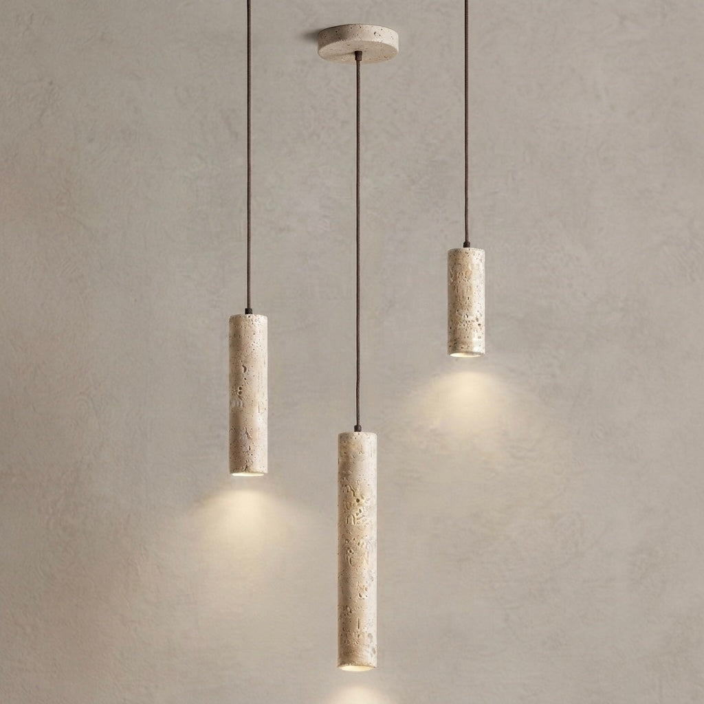 Takí Slim, Slender, Architectural, Travertine, Pendant, Modern