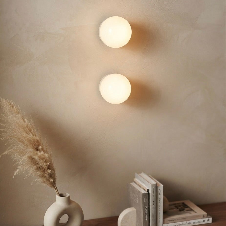 Raku Orbit, Circular, Modern, Travertine, Minimalist, Wall Light