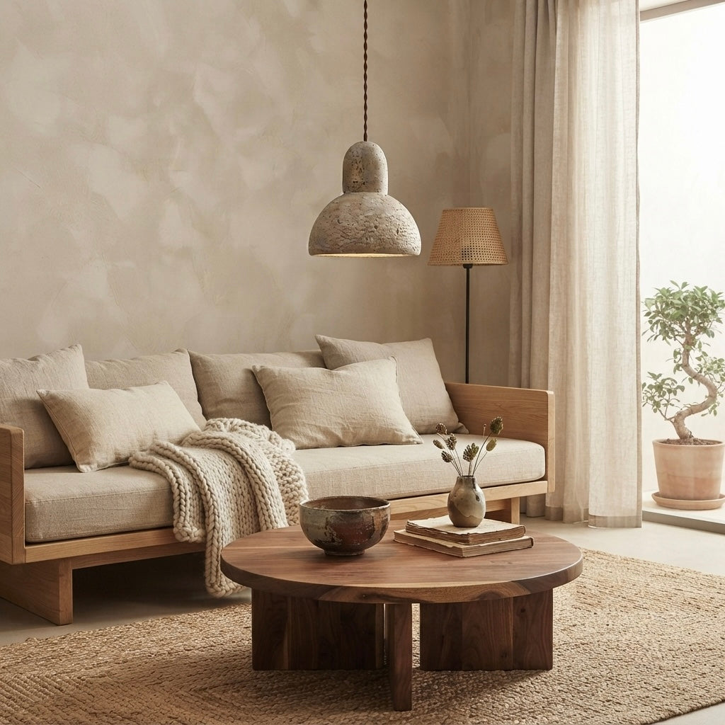 Wabi Cube, Modern, Stone, Hanging Light, Zen, Luxury