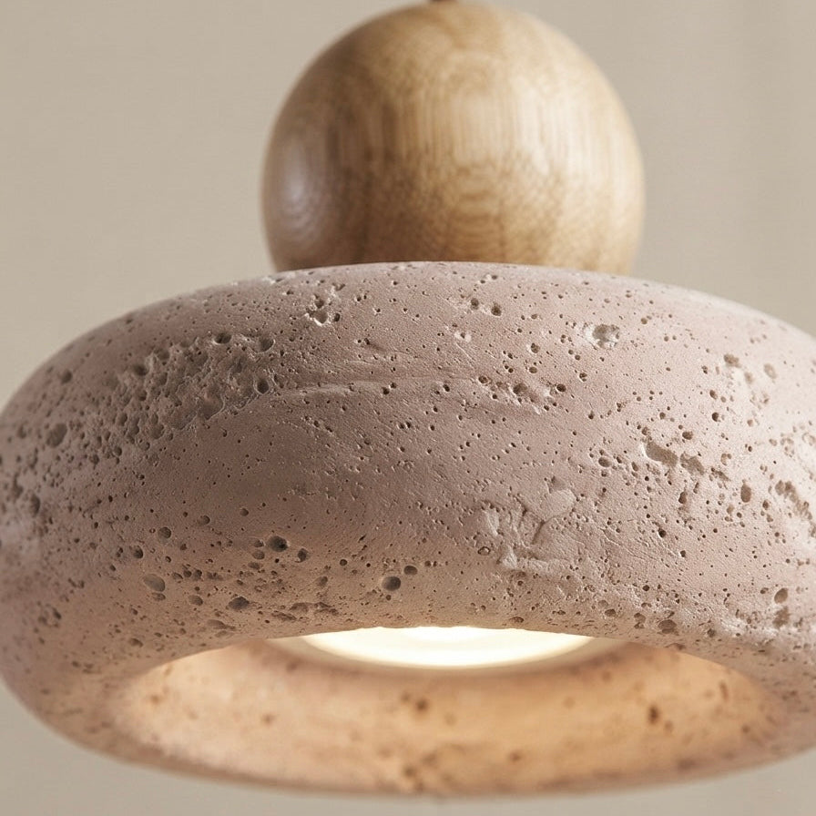 Ishi Oval, Organic, Modern, Travertine, Minimalist, Pendant Light