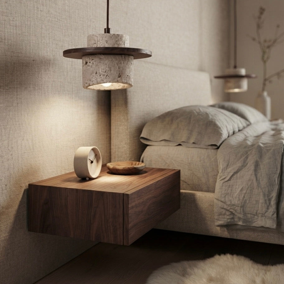 Mizu Bell, Organic, Japandi, Pendant Light, Travertine, Modern