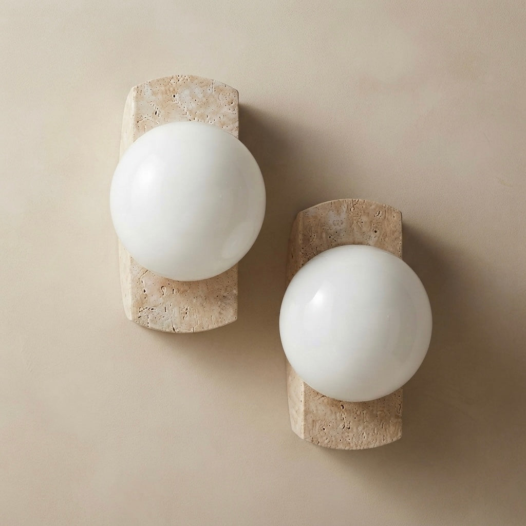 Mano, Ambient, Minimalist, Wall Light, Travertine, Boutique