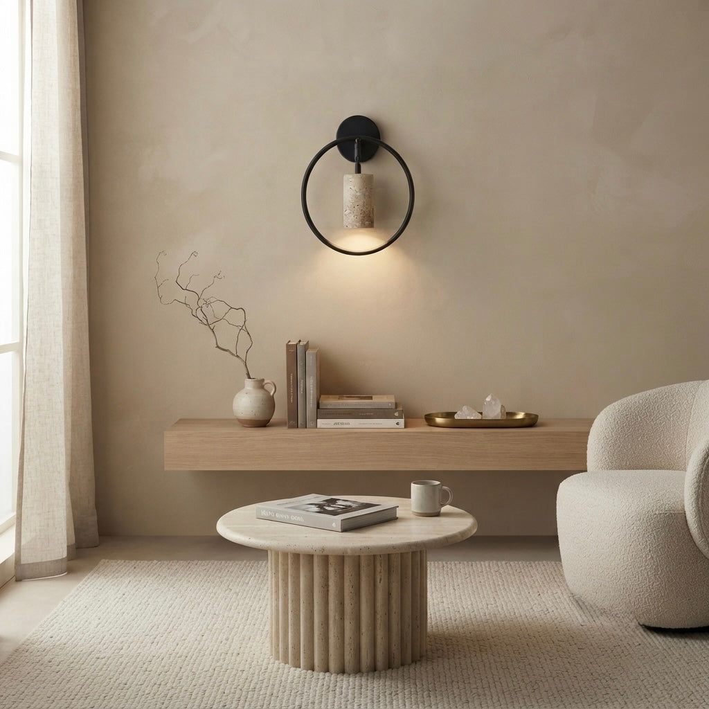 Saku, Modern, Stone, Sconce, Zen, Luxury