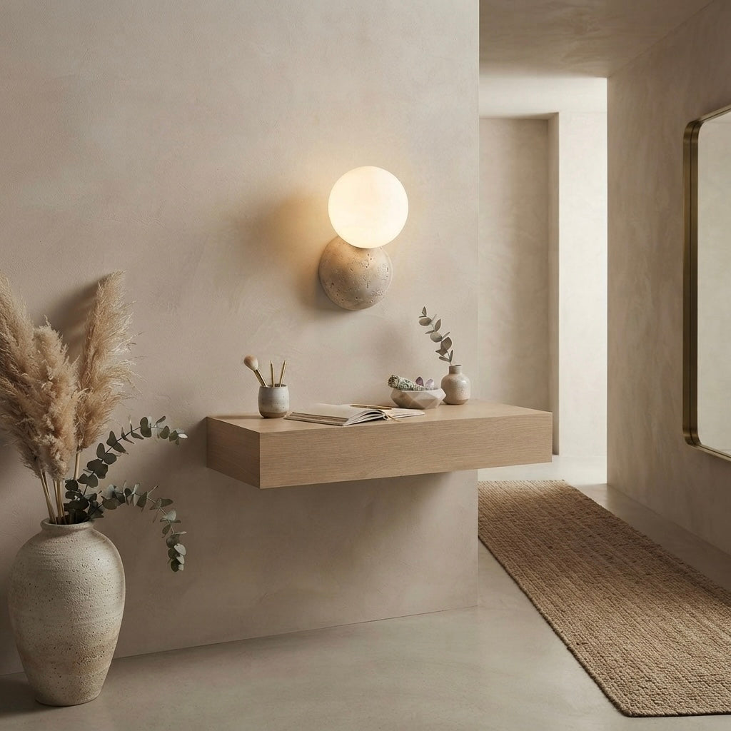 Mine, Architectural, Travertine, Wall Lighting, Contemporary, Earthy