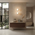 Raku Orbit, Circular, Modern, Travertine, Minimalist, Wall Light