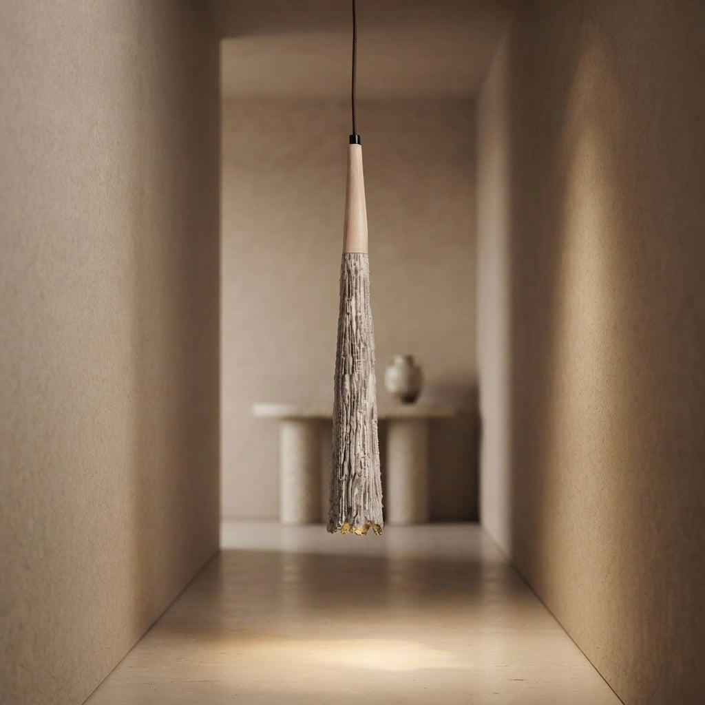Kage, Japandi, Travertine, Pendant Light, Minimalist, Organic