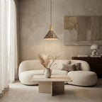 Ren Dome, Japandi, Travertine, Pendant Light, Minimalist, Organic