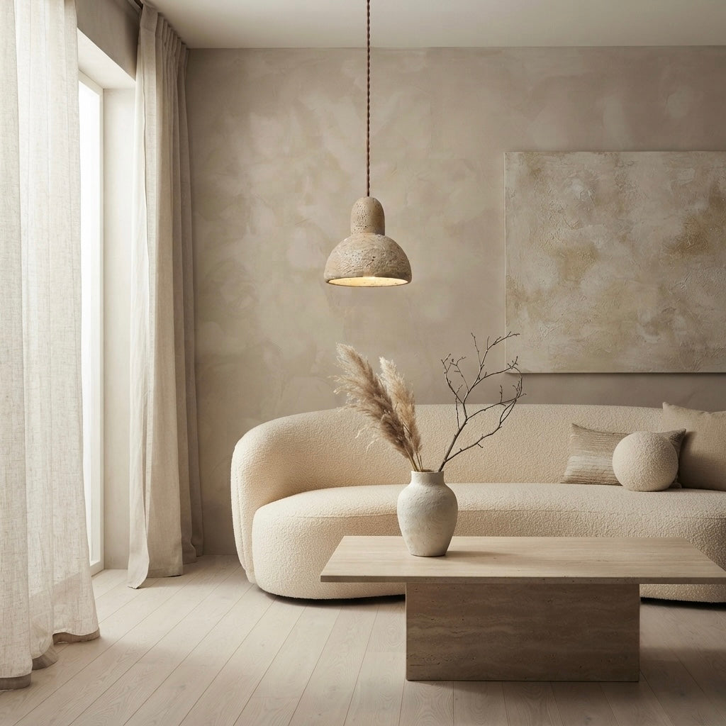 Wabi Cube, Modern, Stone, Hanging Light, Zen, Luxury