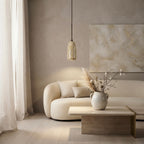 Kintsugi Cylinder, Architectural, Travertine, Pendant, Contemporary, Earthy