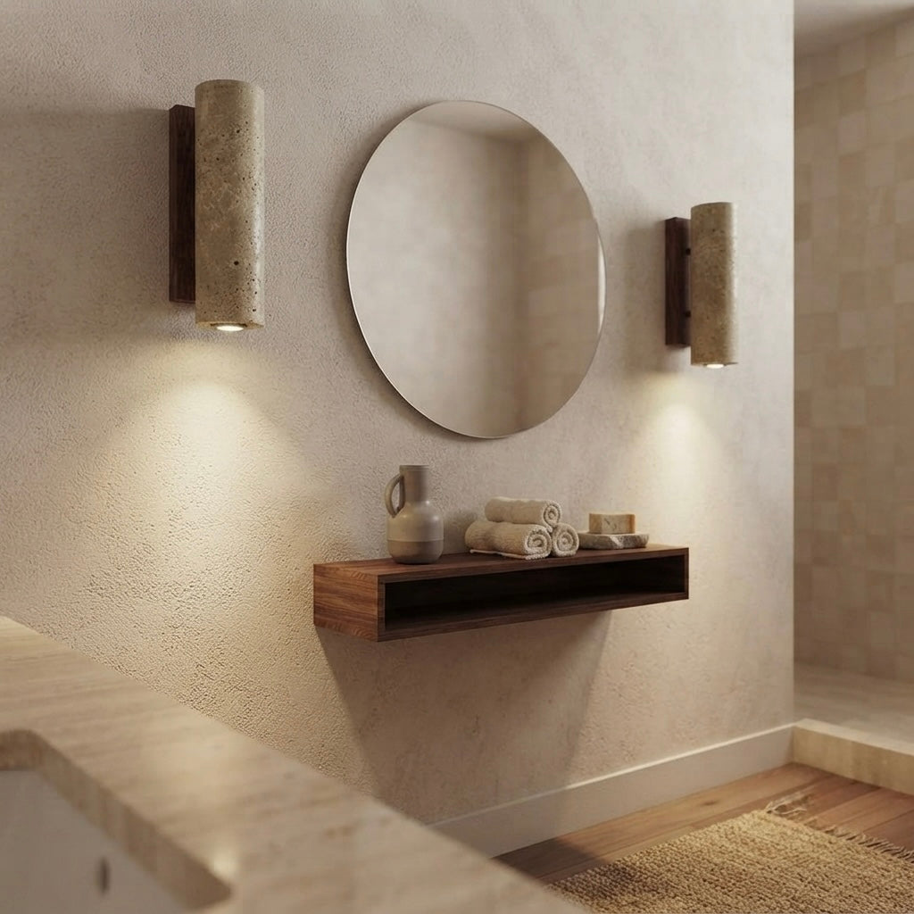 Sayuri, Ambient, Minimalist, Wall Light, Travertine, Boutique