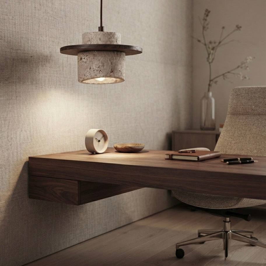 Mizu Bell, Organic, Japandi, Pendant Light, Travertine, Modern