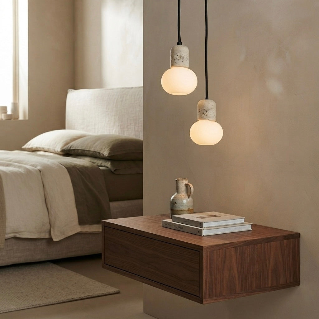 Yuki Cup, Small, Elegant, Travertine, Modern, Pendant Light
