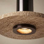 Tsuchi Dome, Sculptural, Japandi, Pendant Light, Travertine, Large