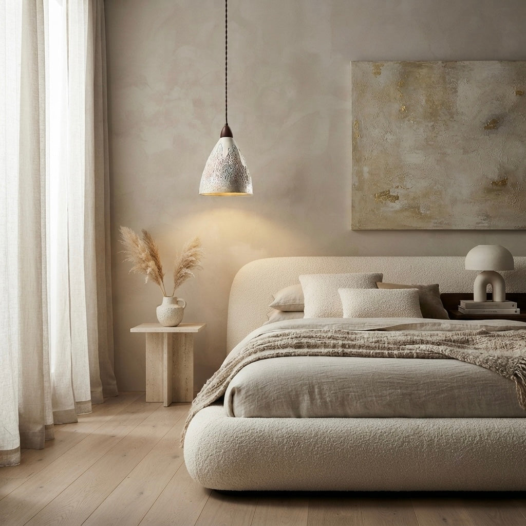 Sora Ambient, Architectural, Travertine, Pendant, Contemporary, Earthy