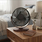 Meridian Compact Wood-Accented USB Desk Air Circulator Fan