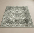 Soren Sage Medallion Distressed Traditional Persian Living Rug