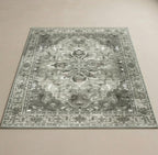 Soren Sage Medallion Distressed Traditional Persian Living Rug