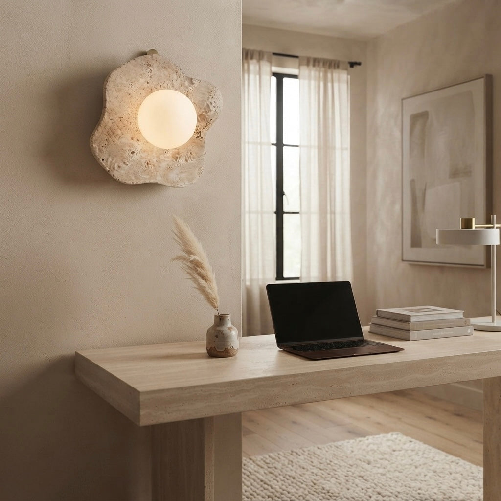 Yuge, Sculptural, Japandi, Sconce, Natural, Stone