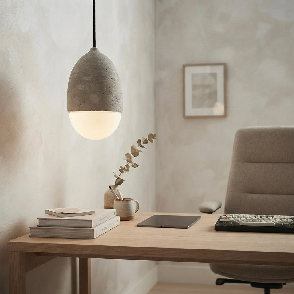 Datsuzoku Glass, Japandi, Travertine, Pendant Light, Minimalist, Organic