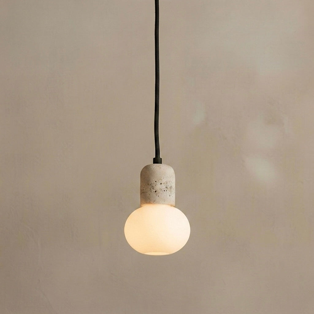 Yuki Cup, Small, Elegant, Travertine, Modern, Pendant Light