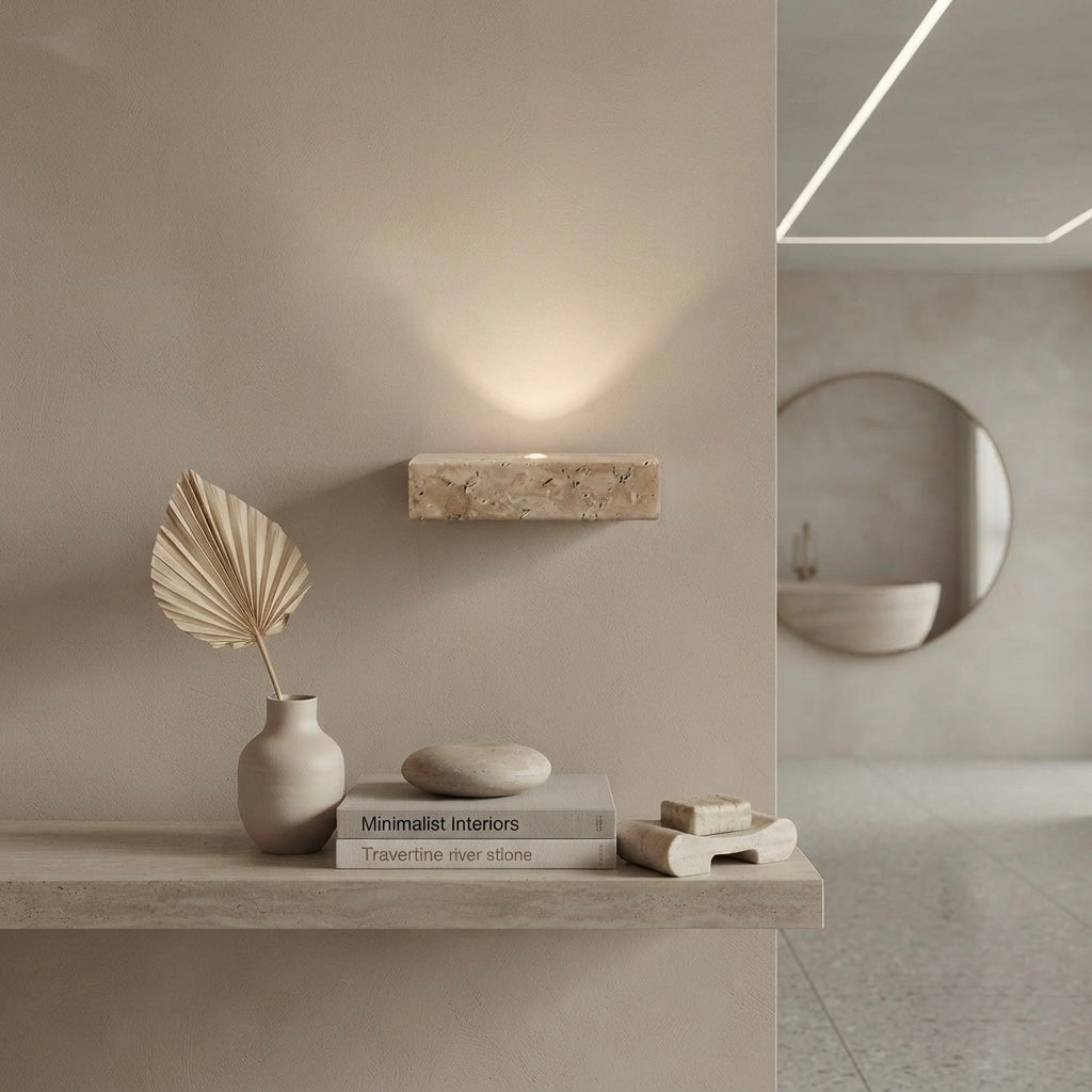 Solstice Globe, Globe, Travertine, Contemporary, Elegant, Wall Lighting