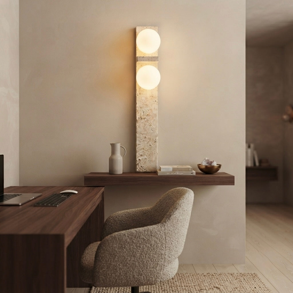 Kenji, Architectural, Travertine, Wall Lighting, Contemporary, Earthy