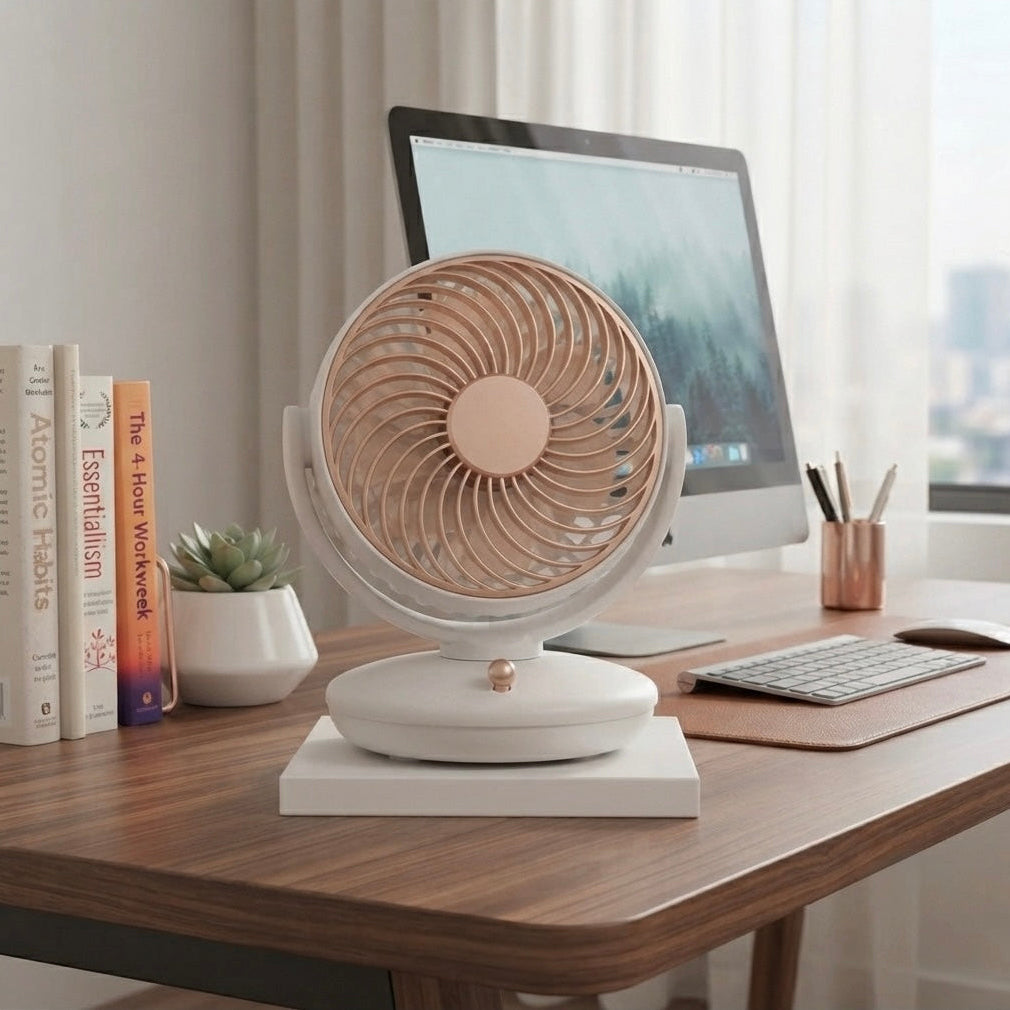 Aurelia Ultra-Quiet Spiral Fan with Metallic Accents