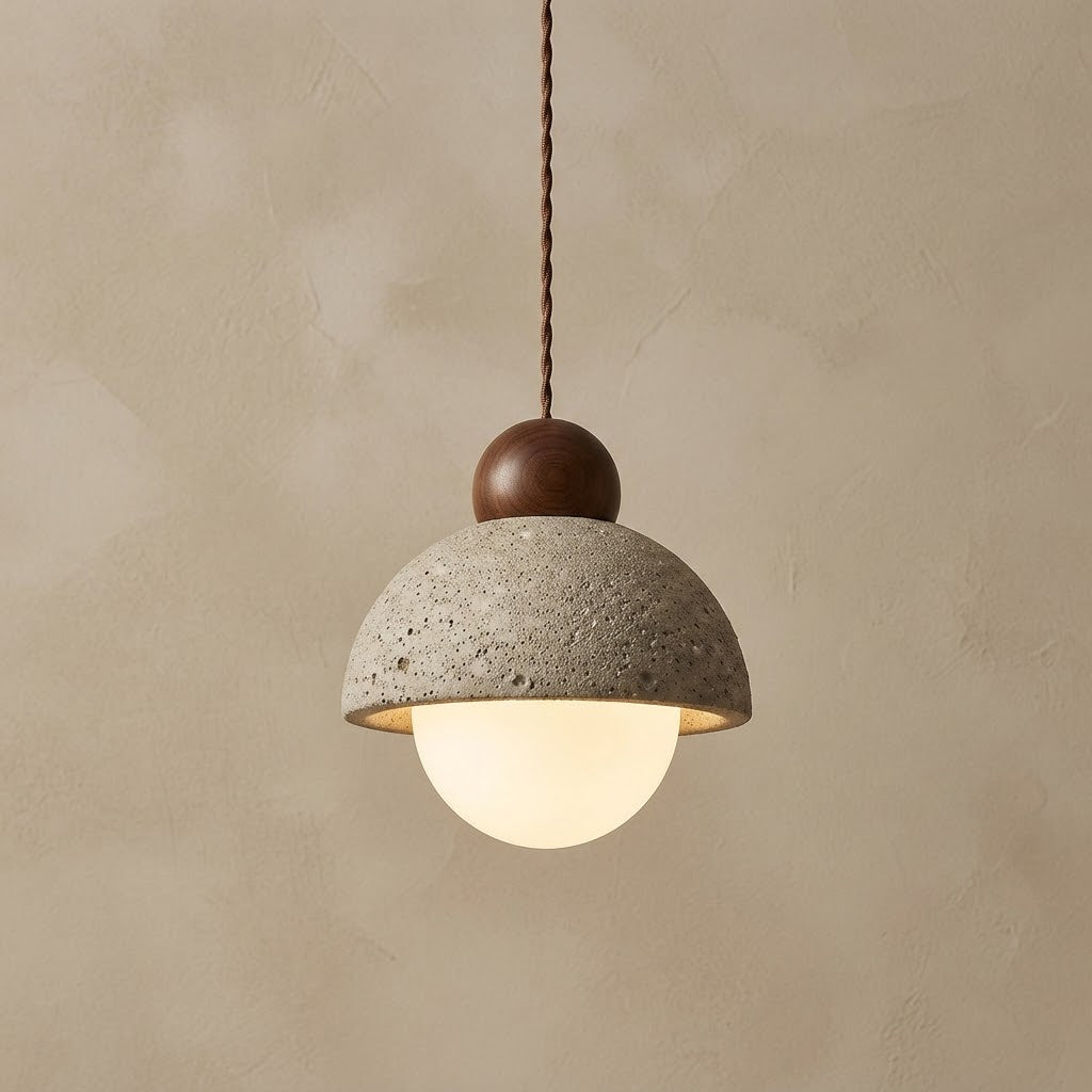 Komorebi Sphere, Japandi, Travertine, Pendant Light, Minimalist, Organic
