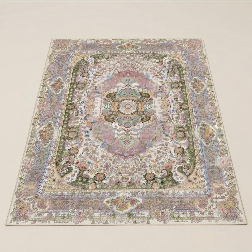 Elora Vintage Botanical Pink Floral Persian Style Rug