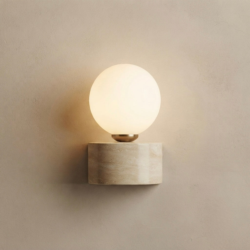 Sumire, Ambient, Minimalist, Wall Light, Travertine, Boutique
