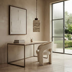 Sora Square, Travertine Wood Japandi Minimalist Pendant