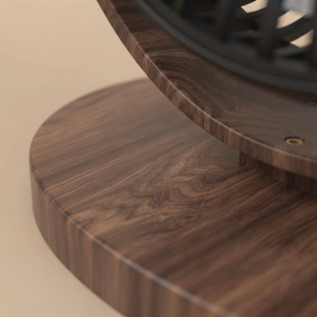 Meridian Compact Wood-Accented USB Desk Air Circulator Fan