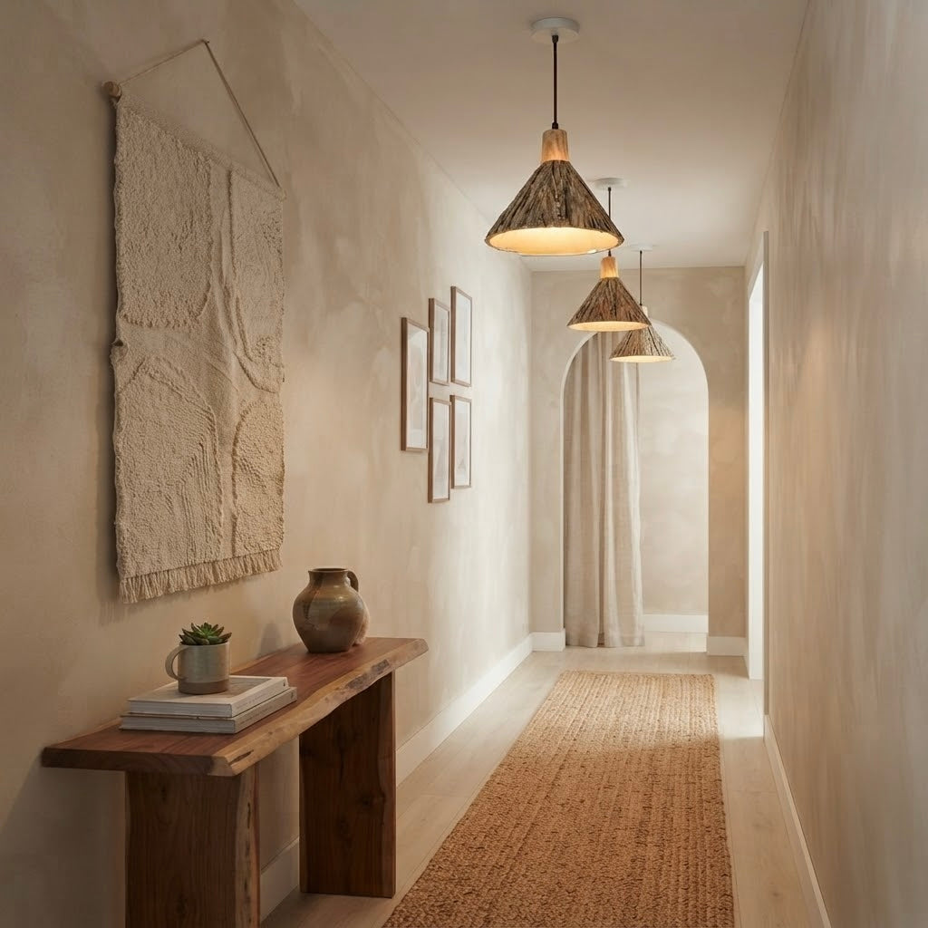 Ren Dome, Japandi, Travertine, Pendant Light, Minimalist, Organic